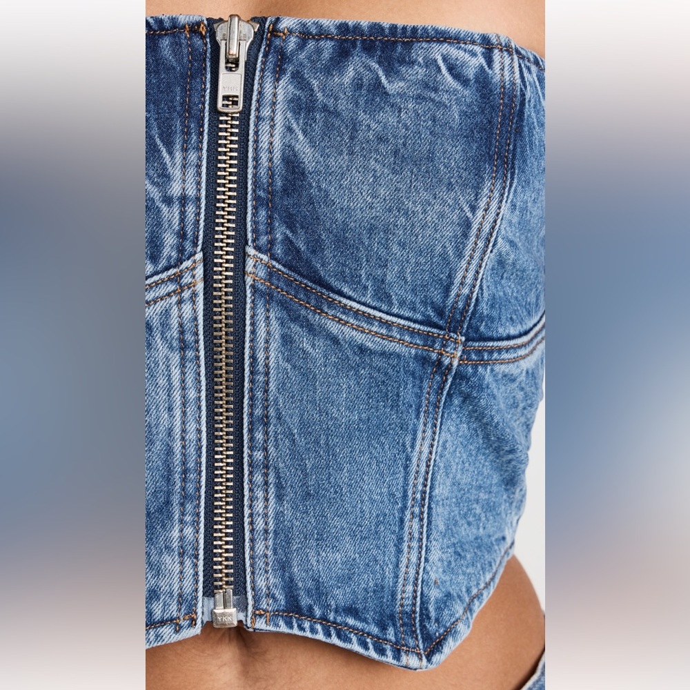 πΊπHPππΊ NWT Reformation Ena Denim Bustier Top - Picture 2 of 16
